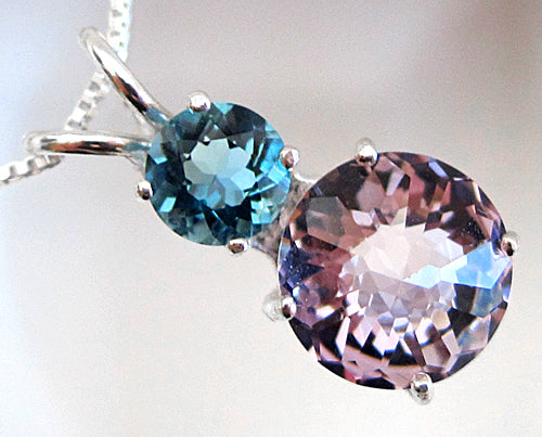 Amethyst Rose de France Mini Radiant Heart with Tibetan Blue Obsidian