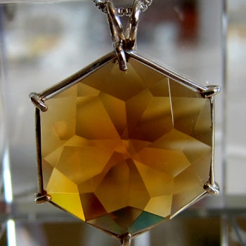 Siberian Gold Quartz Flower of Life Pendant