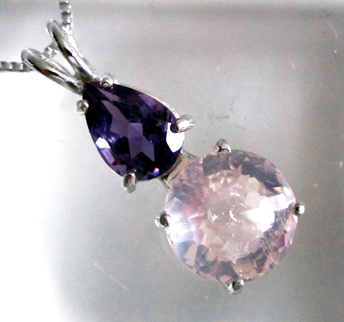 Rose Quartz Mini Radiant Heart with Amethyst Teardrop Crown