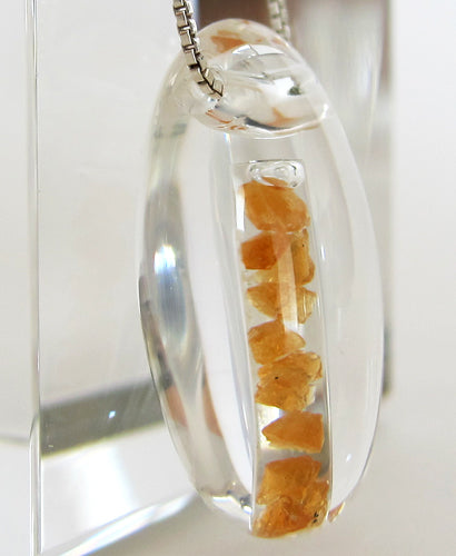 Spessartine Garnet in Quartz Waterdrop Pendant