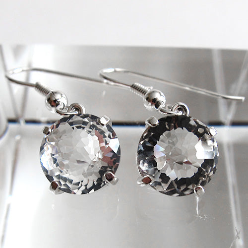 Clear Quartz Radiant Heart Hanging Earrings