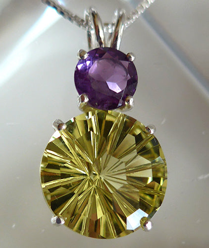 Lemon Citrine 14 mm Super Nova with Amethyst Crown
