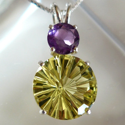 Lemon Citrine 14 mm Super Nova with Amethyst Crown
