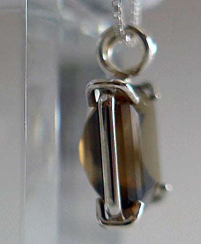 Citrine Cognac Hued Earth Heart Crystal Pendant Prong Setting in Sterling Silver