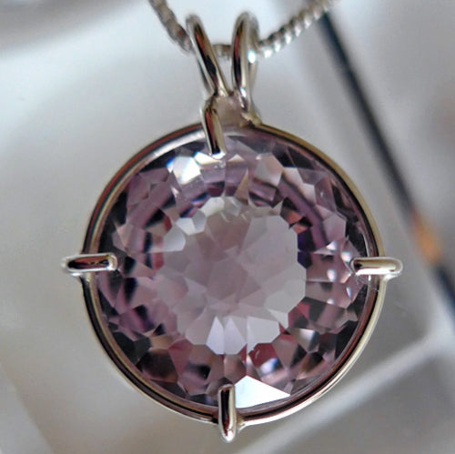 Amethyst Rose de France Radiant Heart Prong Setting Pendant