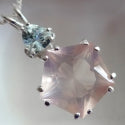 Rose Quartz Star of Venus with Trillion Aquamarine