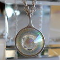 Brushed Silver Opal Wheel of Light Pendant by Brian Cook