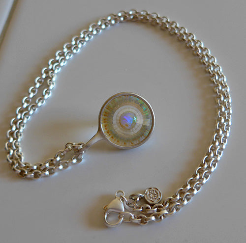 Brushed Silver Opal Wheel of Light Pendant by Brian Cook