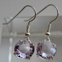 Amethyst Rose de France Radiant Heart Hanging Earrings