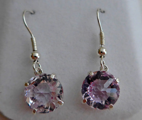 Amethyst Rose de France Radiant Heart Hanging Earrings