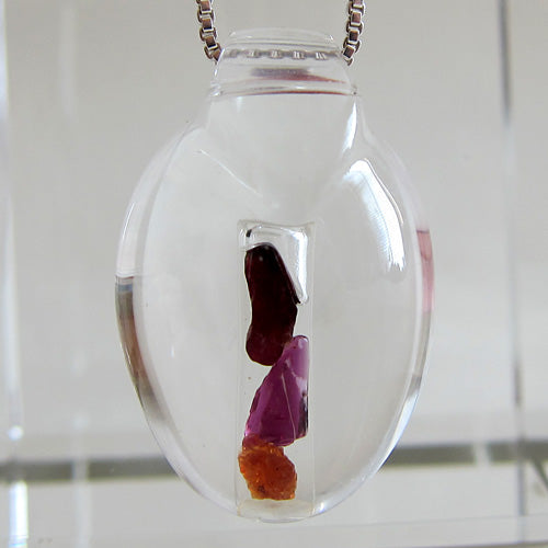 Anthill Pyrope Garnet Gemstone In Quartz Crystal Waterdrop Pendant