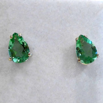 Tibetan Green Obsidian Teardrop Post Earrings