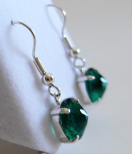Siberian Green Radiant Heart Hanging Earrings