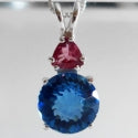 Tibetan Blue Obsidian Mini-Radiant Heart w-Pink Tourmaline