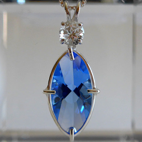 Siberian Blue Quartz Infinite Eye with White Topaz