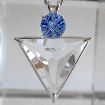 Water Clear Quartz Angelic Star with Siberian Blue Quartz Crown
