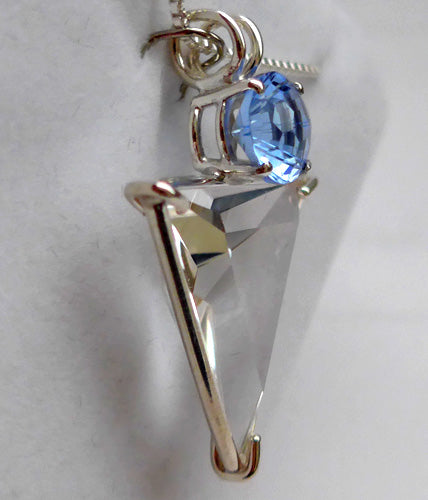 Water Clear Quartz Angelic Star with Siberian Blue Quartz Crown