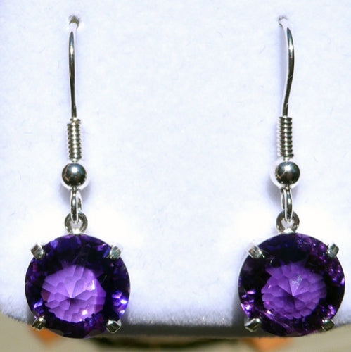 Amethyst Radiant Heart Hanging Earrings