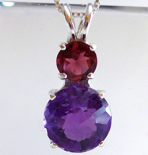 Amethyst Mini Radiant Heart with Round Pink Tourmaline Gemstone