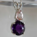Amethyst Mini Radiant Heart with Morganite Teardrop Gemstone