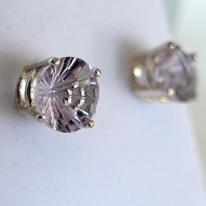 Amethyst Rose de France 8 mm Super Nova Stud Earrings