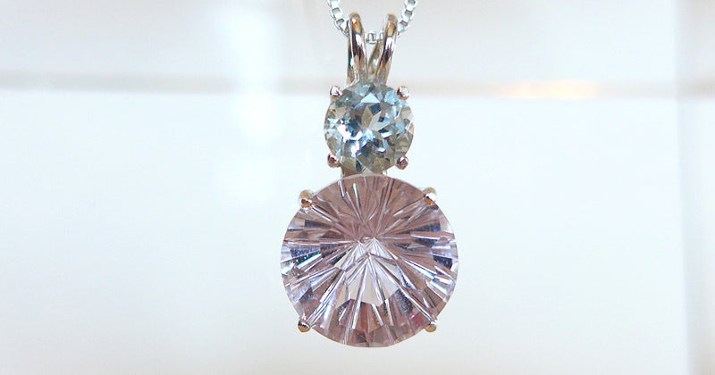 Amethyst Rose de France Super Nova Pendant with Round Aquamarine