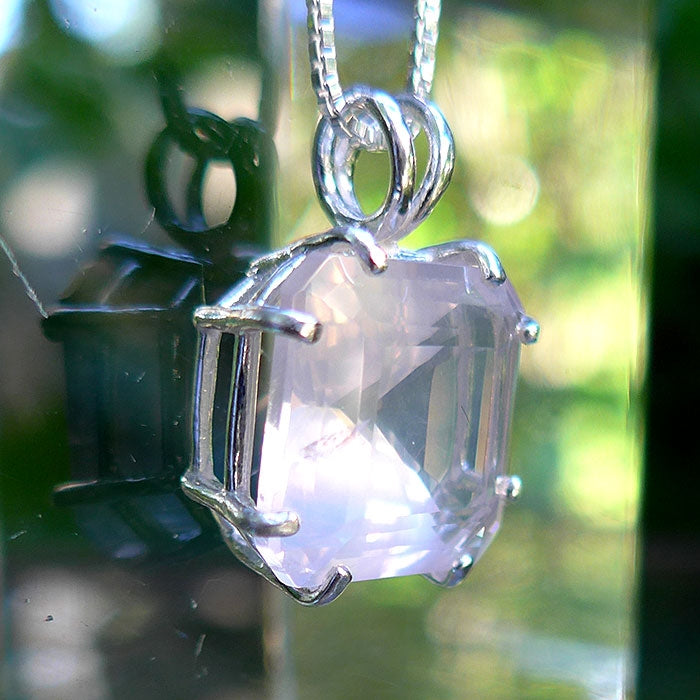 Rose Quartz Earth Heart Pendant in Sterling Silver