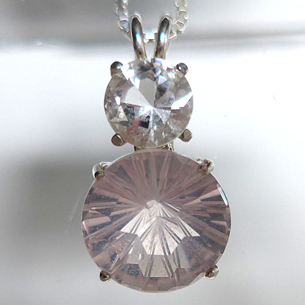 Rose Quartz Super Nova Pendant with Round John of God Quartz Crown