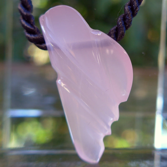 Art Deco Angel Wing Rose Quartz Pendant by Lawrence Stoller