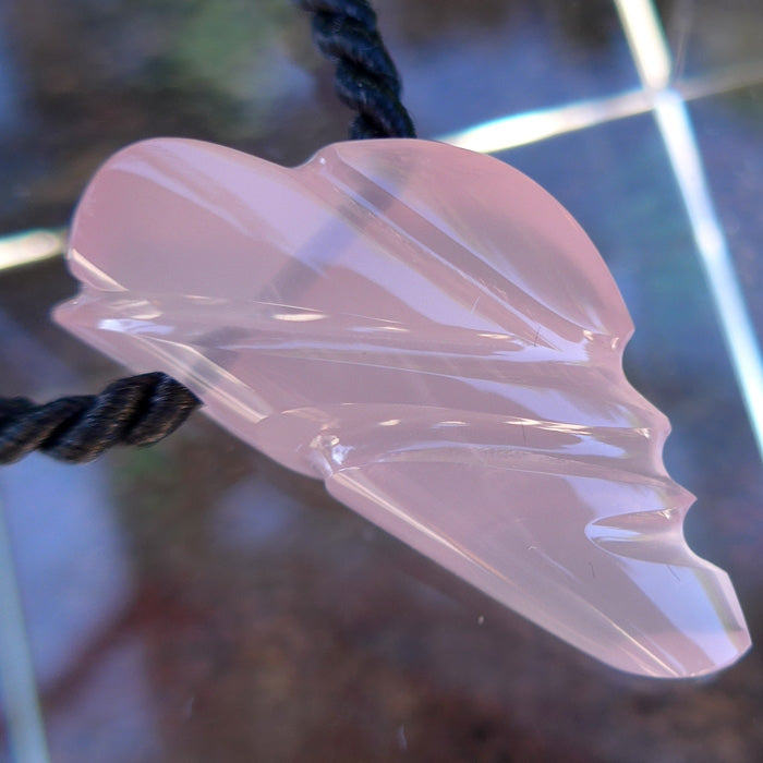 Art Deco Angel Wing Rose Quartz Pendant by Lawrence Stoller