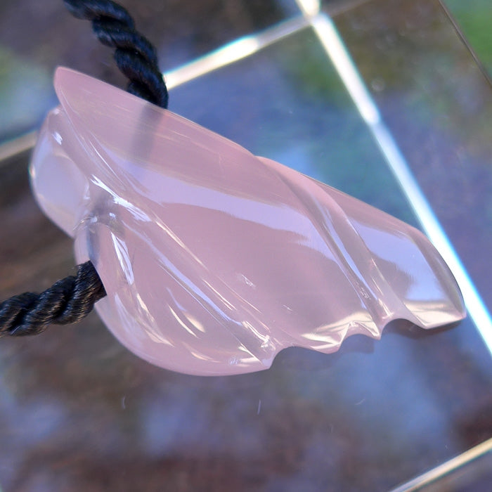 Art Deco Angel Wing Rose Quartz Pendant by Lawrence Stoller