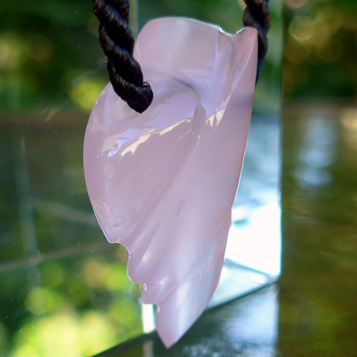 Art Deco Angel Wing Rose Quartz Pendant by Lawrence Stoller