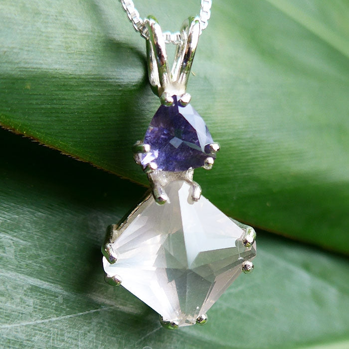 Rose Quartz Mini Magician Stone with Trillion Cut Iolite