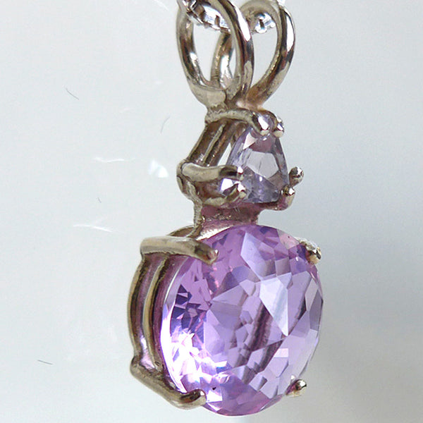 Ruby Lavender Quartz Mini Radiant Heart with Tanzanite Crown