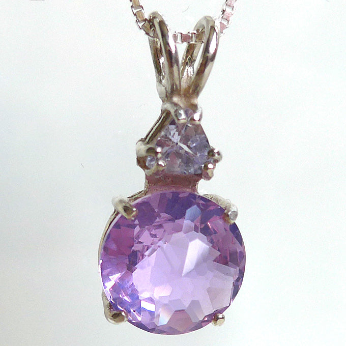 Ruby Lavender Quartz Mini Radiant Heart with Tanzanite Crown
