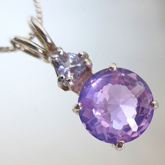 Ruby Lavender Quartz Mini Radiant Heart with Tanzanite Crown