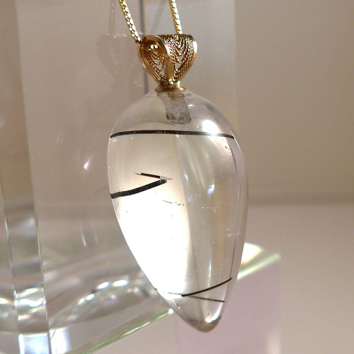 Reverse Teardrop Rutile Cabochon Pendant