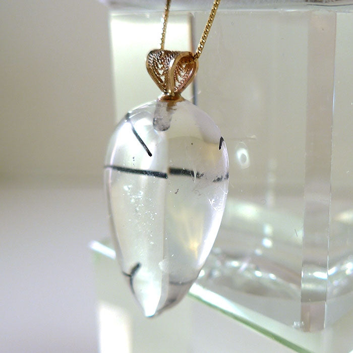 Reverse Teardrop Rutile Cabochon Pendant