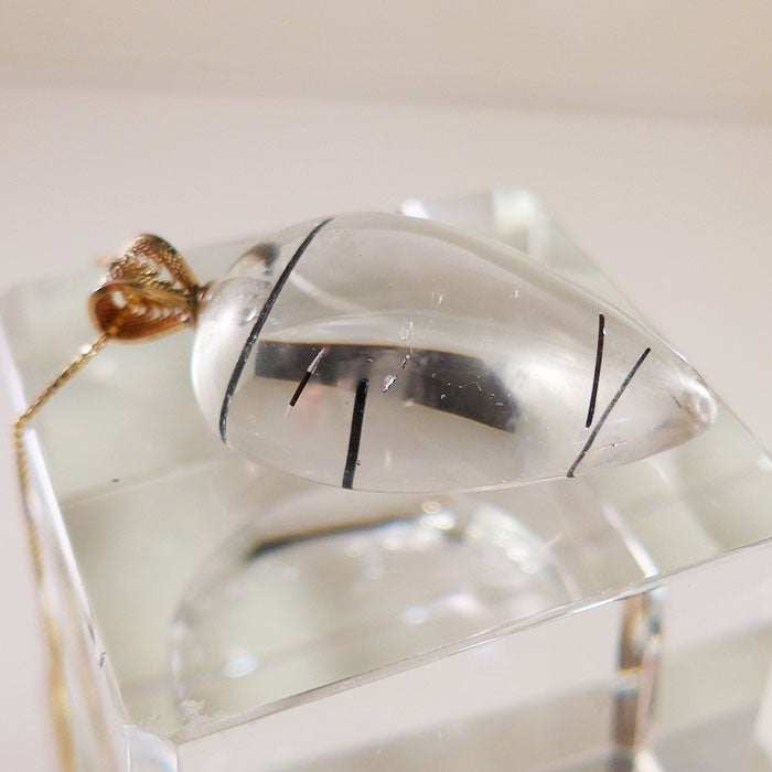 Reverse Teardrop Rutile Cabochon Pendant