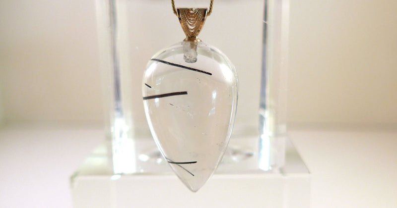 Reverse Teardrop Rutile Cabochon Pendant