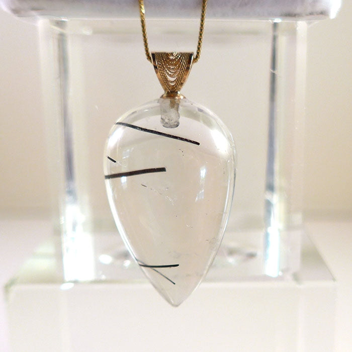 Reverse Teardrop Rutile Cabochon Pendant