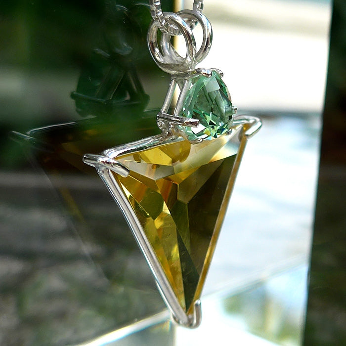 Siberian Gold Angelic Star Pendant with Tibetan Green Obsidian Crown