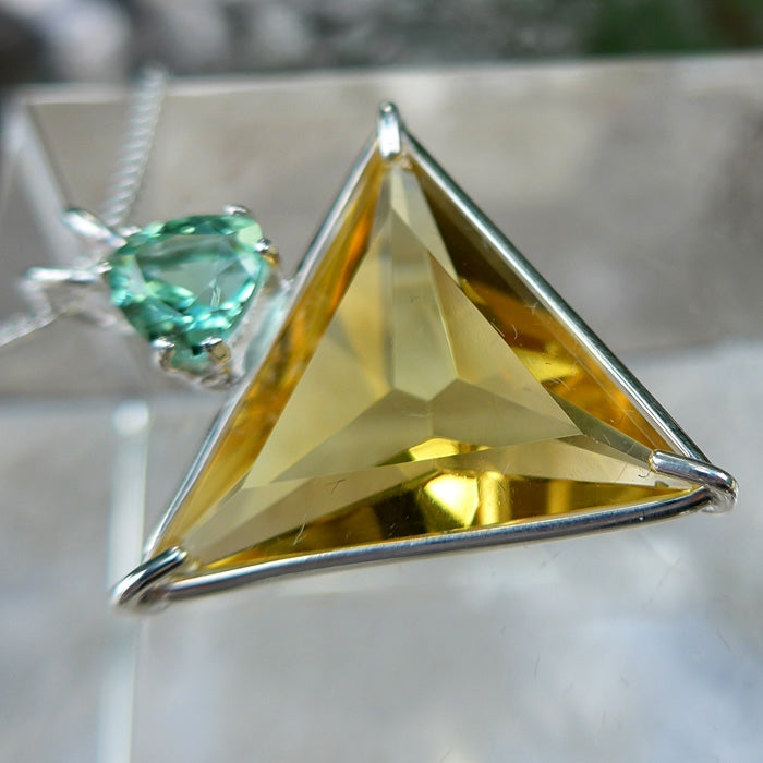 Siberian Gold Angelic Star Pendant with Tibetan Green Obsidian Crown