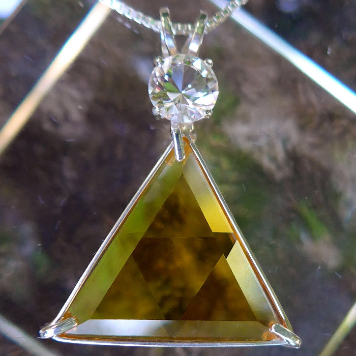 Siberian Gold Quartz Star of David Pendant with Clear Quartz Crown