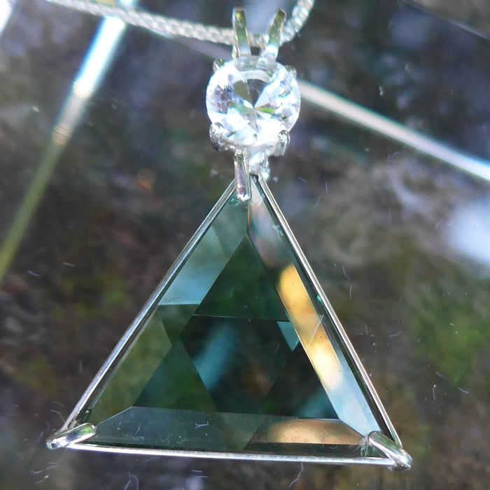 Siberian Green Quartz Star of David Pendant with John of God Quartz Crown