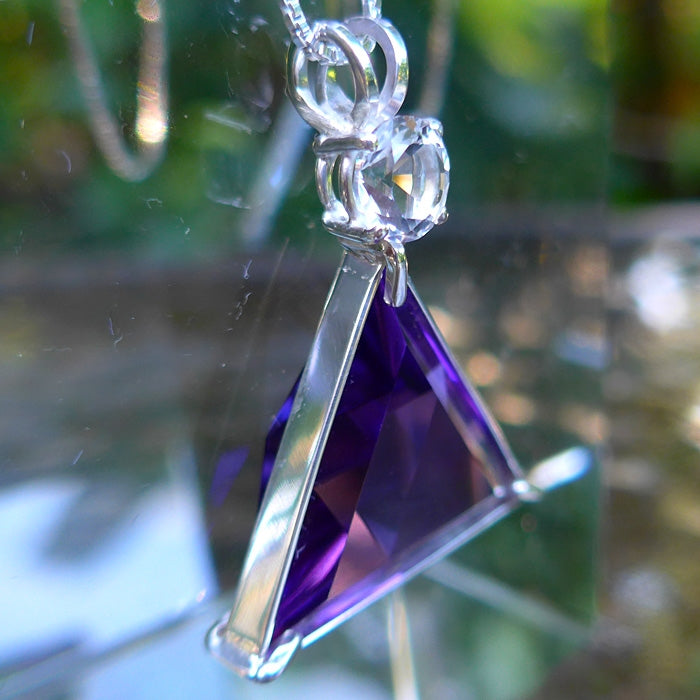 Siberian Purple Quartz Star of David Pendant with John of God Quartz Crown