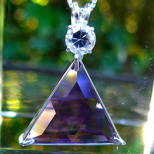 Siberian Purple Quartz Star of David Pendant with John of God Quartz Crown