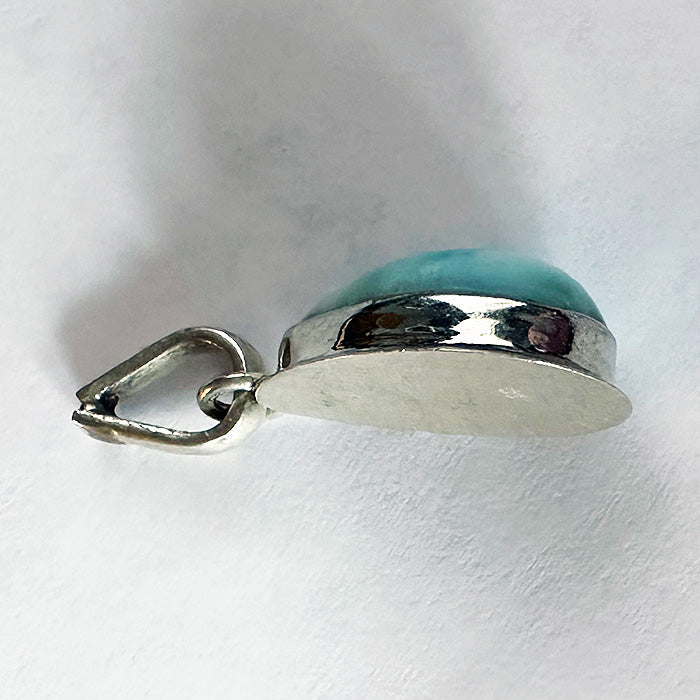 Larimar Simple Bezel Teardrop Pendant in Sterling Silver