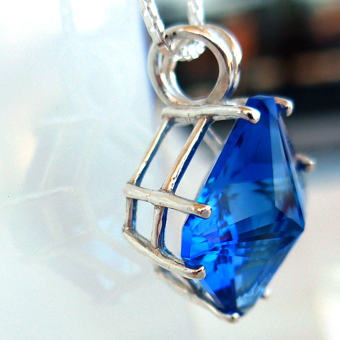 Tibetan Blue Obsidian Magician Stone Pendant Basket Setting
