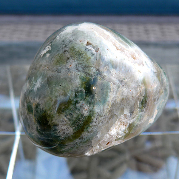 Ivory Earth Toned Swirl Ocean Jasper Egg with Druzy Windows